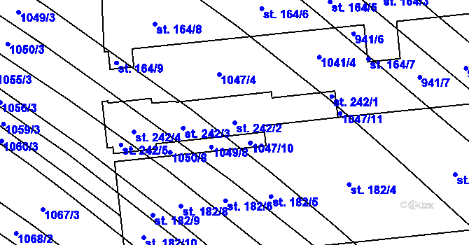 Parcela st. 242/2 v KÚ Myslejovice, Katastrální mapa