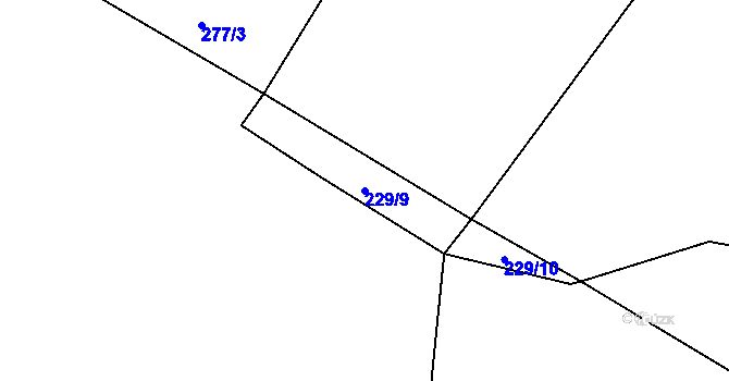 Parcela st. 229/9 v KÚ Mysletice, Katastrální mapa