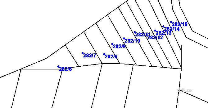 Parcela st. 282/8 v KÚ Mysletice, Katastrální mapa