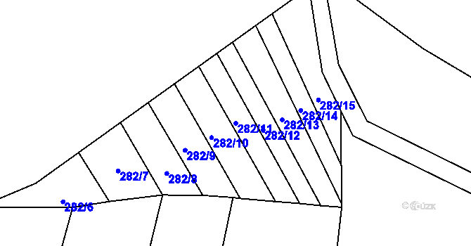 Parcela st. 282/11 v KÚ Mysletice, Katastrální mapa