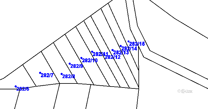 Parcela st. 282/12 v KÚ Mysletice, Katastrální mapa