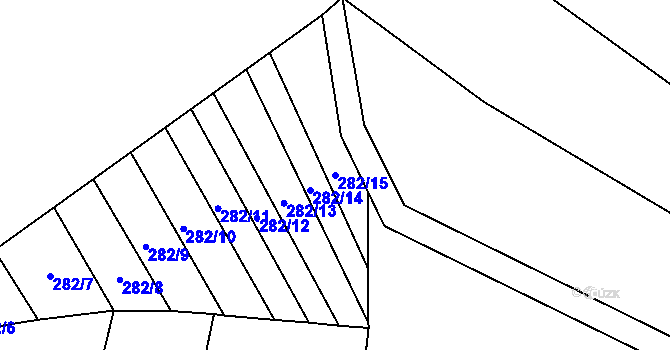 Parcela st. 282/15 v KÚ Mysletice, Katastrální mapa