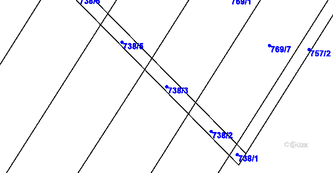 Parcela st. 738/3 v KÚ Mysletice, Katastrální mapa