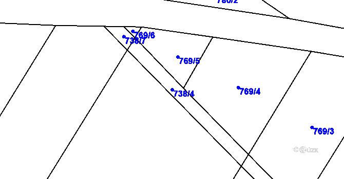 Parcela st. 738/4 v KÚ Mysletice, Katastrální mapa