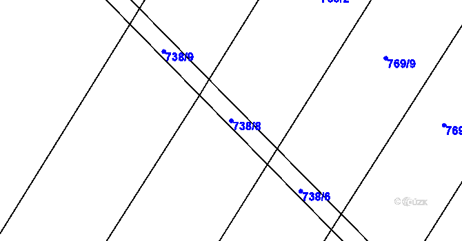 Parcela st. 738/8 v KÚ Mysletice, Katastrální mapa