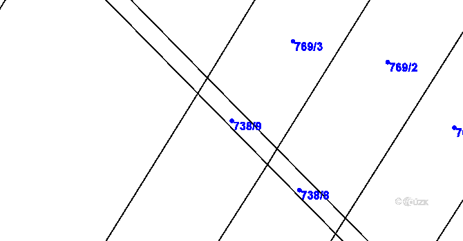 Parcela st. 738/9 v KÚ Mysletice, Katastrální mapa