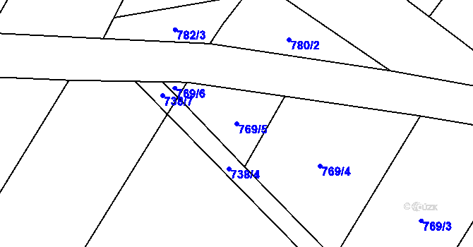 Parcela st. 769/5 v KÚ Mysletice, Katastrální mapa