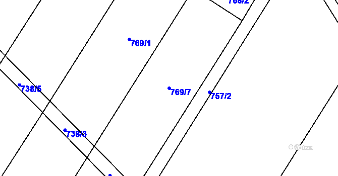 Parcela st. 769/7 v KÚ Mysletice, Katastrální mapa