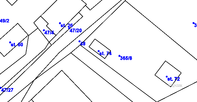 Parcela st. 74 v KÚ Olší u Telče, Katastrální mapa