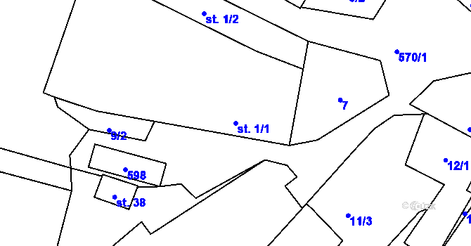Parcela st. 1/1 v KÚ Olší u Telče, Katastrální mapa
