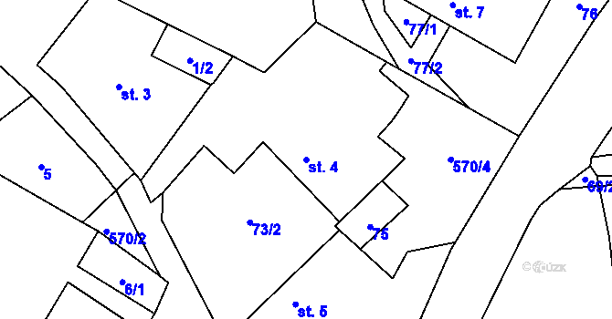 Parcela st. 4 v KÚ Olší u Telče, Katastrální mapa