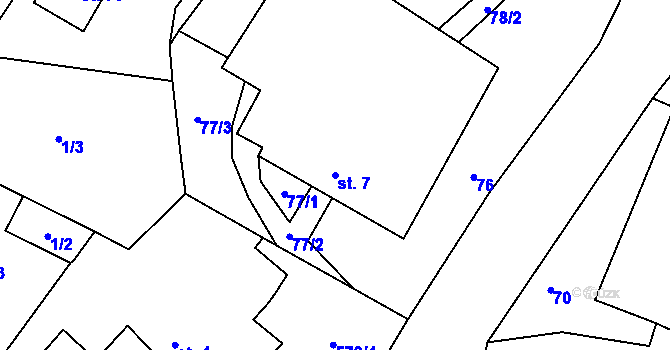 Parcela st. 7 v KÚ Olší u Telče, Katastrální mapa
