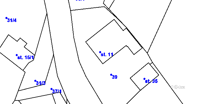 Parcela st. 11 v KÚ Olší u Telče, Katastrální mapa