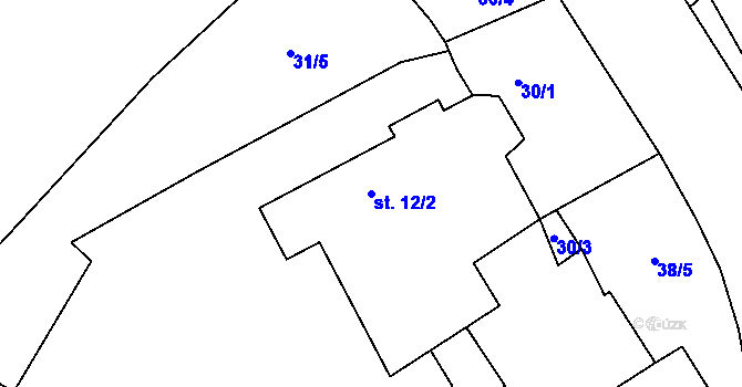 Parcela st. 12/2 v KÚ Olší u Telče, Katastrální mapa
