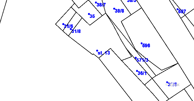 Parcela st. 13 v KÚ Olší u Telče, Katastrální mapa
