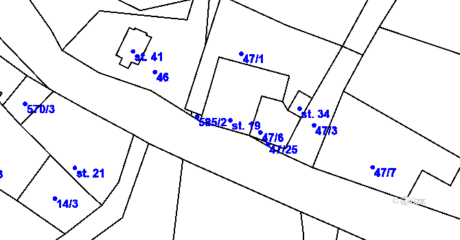 Parcela st. 19 v KÚ Olší u Telče, Katastrální mapa