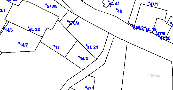 Parcela st. 21 v KÚ Olší u Telče, Katastrální mapa