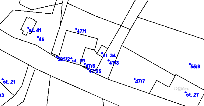 Parcela st. 34 v KÚ Olší u Telče, Katastrální mapa
