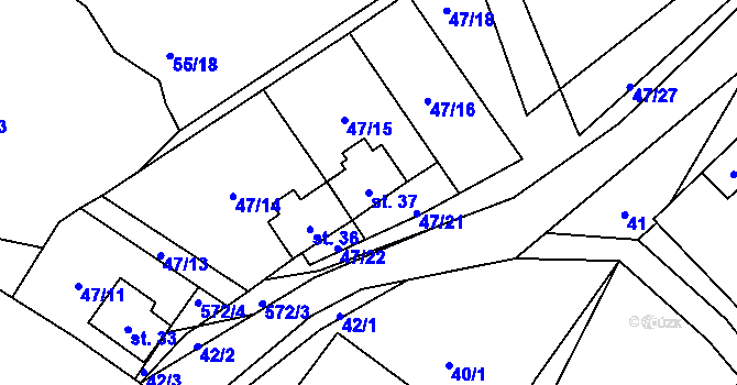 Parcela st. 37 v KÚ Olší u Telče, Katastrální mapa