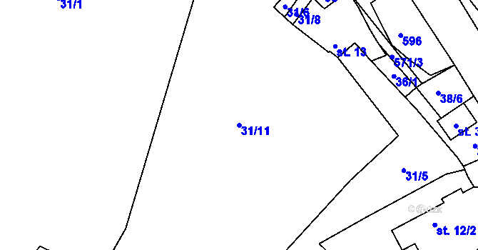 Parcela st. 31/11 v KÚ Olší u Telče, Katastrální mapa