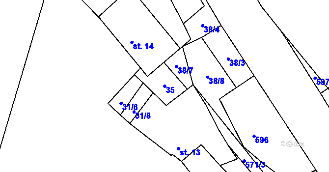 Parcela st. 35 v KÚ Olší u Telče, Katastrální mapa