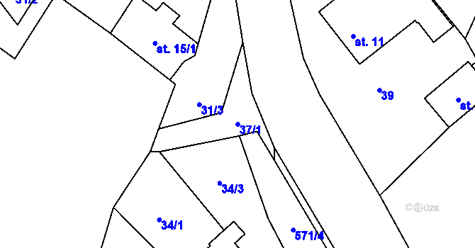 Parcela st. 37/1 v KÚ Olší u Telče, Katastrální mapa
