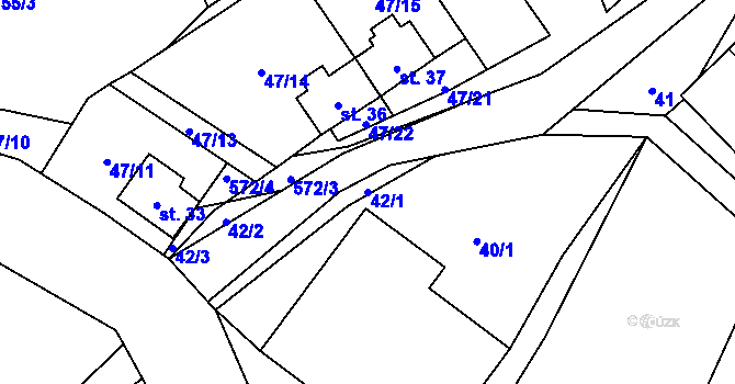 Parcela st. 42/1 v KÚ Olší u Telče, Katastrální mapa