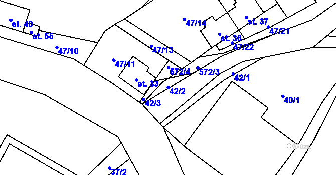 Parcela st. 42/2 v KÚ Olší u Telče, Katastrální mapa