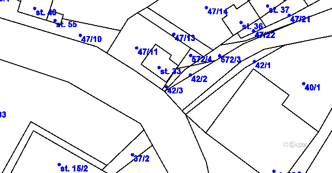 Parcela st. 42/3 v KÚ Olší u Telče, Katastrální mapa