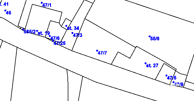 Parcela st. 47/7 v KÚ Olší u Telče, Katastrální mapa