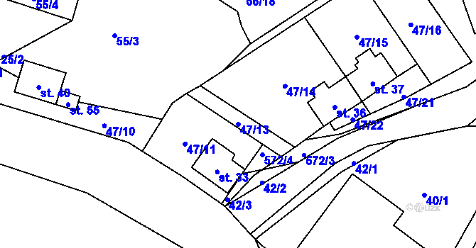 Parcela st. 47/13 v KÚ Olší u Telče, Katastrální mapa
