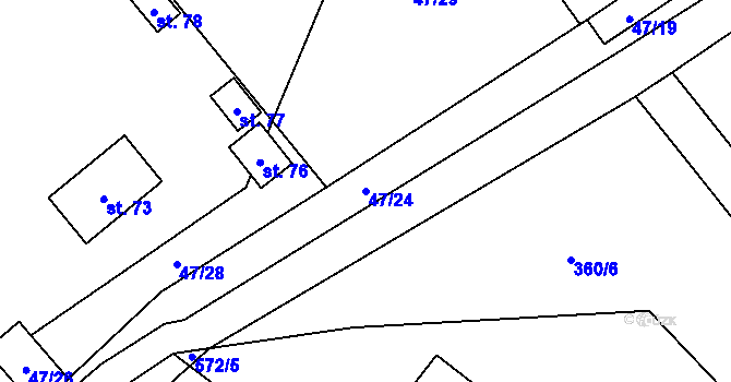 Parcela st. 47/24 v KÚ Olší u Telče, Katastrální mapa