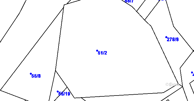 Parcela st. 51/2 v KÚ Olší u Telče, Katastrální mapa