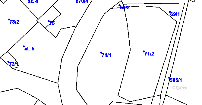 Parcela st. 71/1 v KÚ Olší u Telče, Katastrální mapa