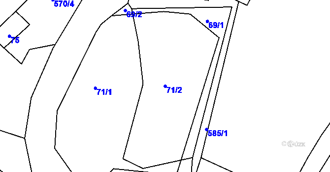 Parcela st. 71/2 v KÚ Olší u Telče, Katastrální mapa