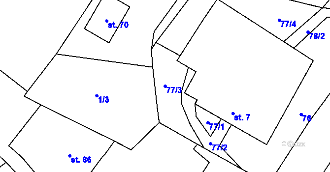 Parcela st. 77/3 v KÚ Olší u Telče, Katastrální mapa