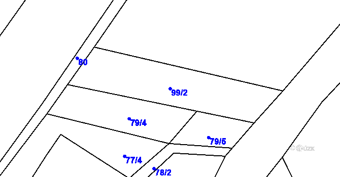 Parcela st. 99/2 v KÚ Olší u Telče, Katastrální mapa