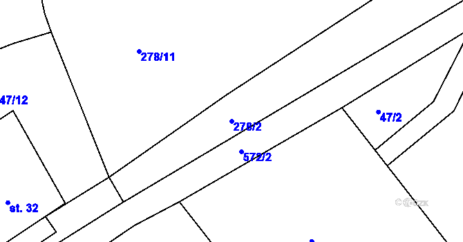 Parcela st. 278/2 v KÚ Olší u Telče, Katastrální mapa