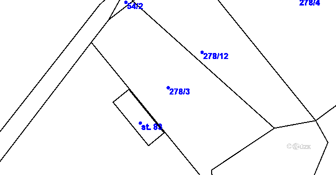 Parcela st. 278/3 v KÚ Olší u Telče, Katastrální mapa