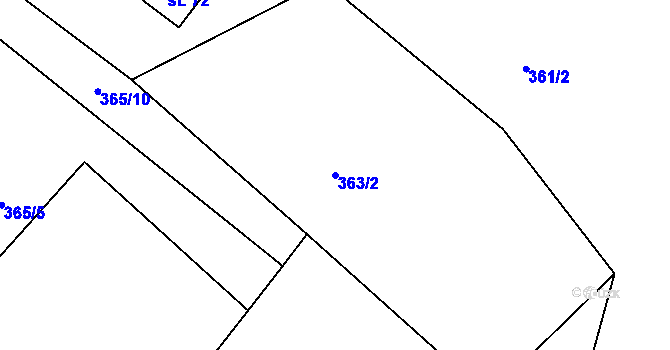 Parcela st. 363/2 v KÚ Olší u Telče, Katastrální mapa