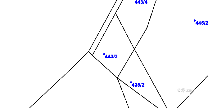 Parcela st. 443/3 v KÚ Olší u Telče, Katastrální mapa