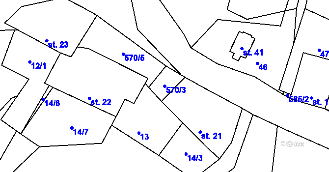 Parcela st. 570/3 v KÚ Olší u Telče, Katastrální mapa