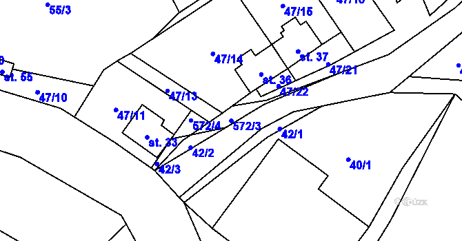 Parcela st. 572/3 v KÚ Olší u Telče, Katastrální mapa