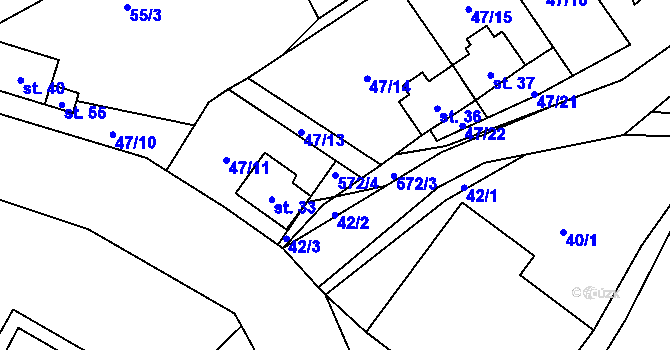 Parcela st. 572/4 v KÚ Olší u Telče, Katastrální mapa