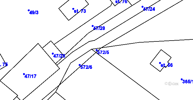 Parcela st. 572/5 v KÚ Olší u Telče, Katastrální mapa