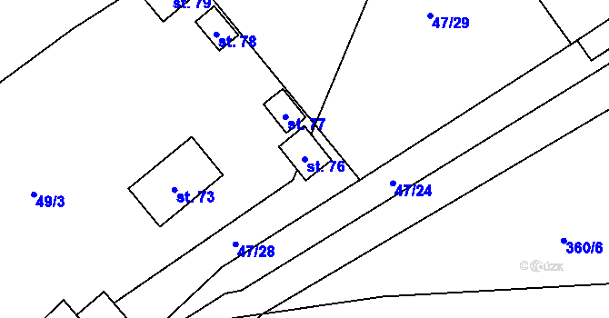 Parcela st. 76 v KÚ Olší u Telče, Katastrální mapa