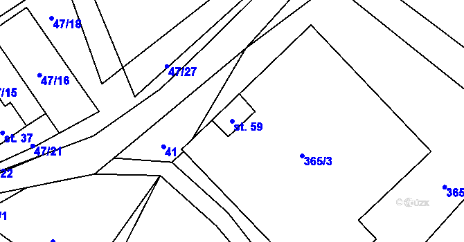 Parcela st. 59 v KÚ Olší u Telče, Katastrální mapa