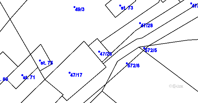 Parcela st. 47/26 v KÚ Olší u Telče, Katastrální mapa