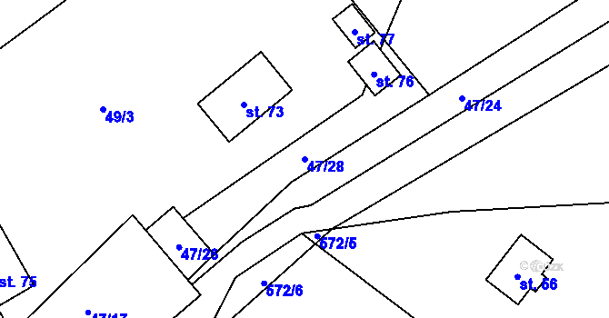 Parcela st. 47/28 v KÚ Olší u Telče, Katastrální mapa