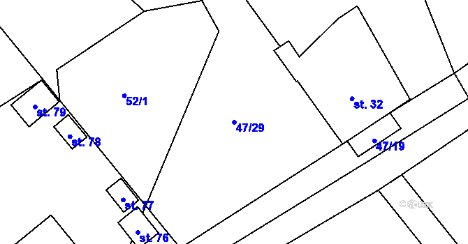 Parcela st. 47/29 v KÚ Olší u Telče, Katastrální mapa